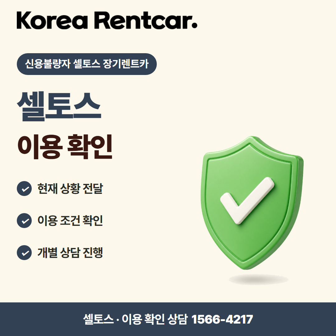 신용불량자 셀토스 장기렌트카 · 이용 확인 카드뉴스
